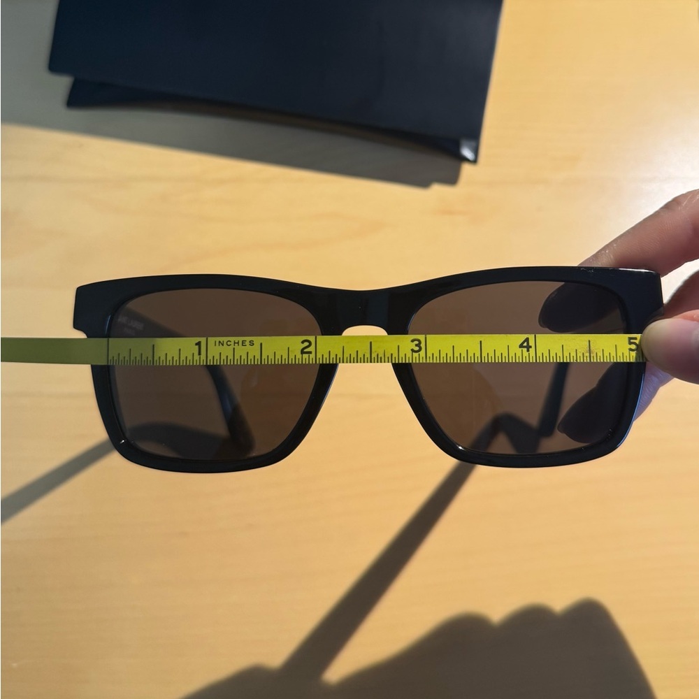 Saint Laurent Black Square Frame Sunglasses with Gold Logo - Picture 14 of 16
